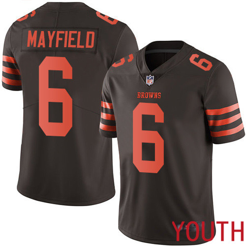Cleveland Browns Baker Mayfield Youth Brown Limited Jersey 6 NFL Football Rush Vapor Untouchable